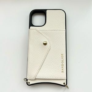 Bandolier Kimberly IPhone 13 Wallet Case White/Ivory/Gold Leather. BARELY WORN.